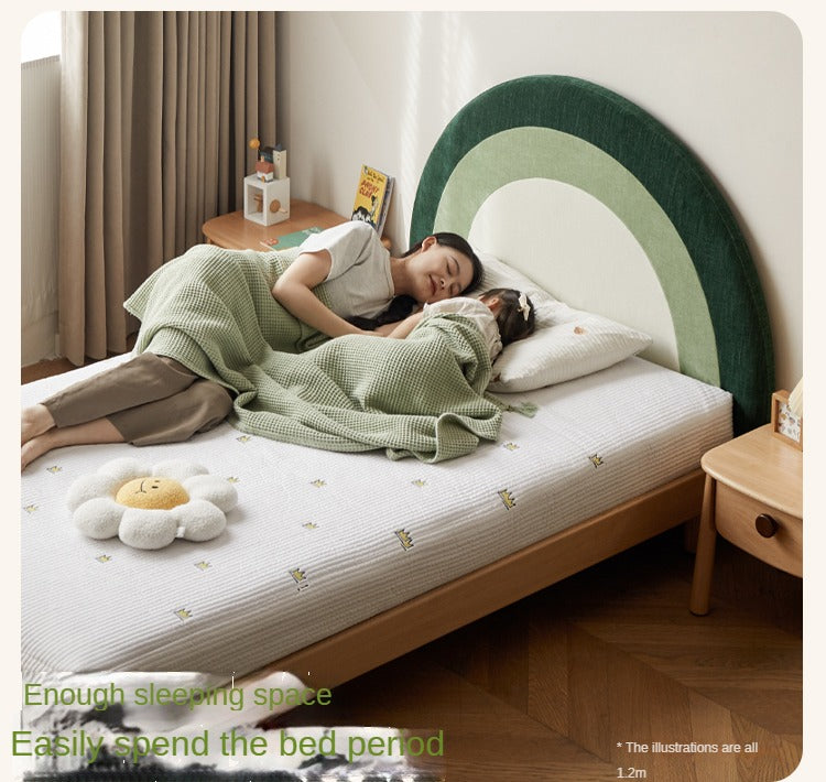 Beech Solid Wood Children's Rainbow Montessori Platform Bed.