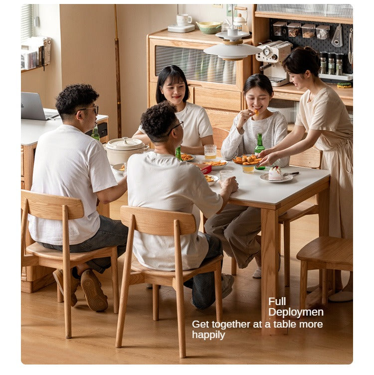 Oak Solid Wood Island + Table Integrated Retractable Rock Board