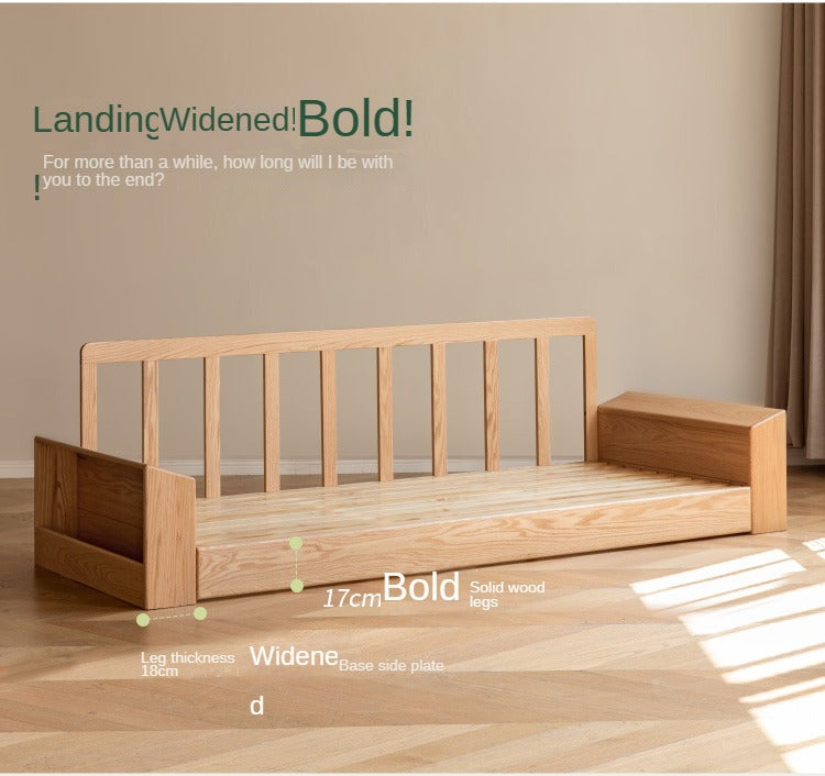 Oak Solid Wood Floor Storage Sofa, Goose Down.