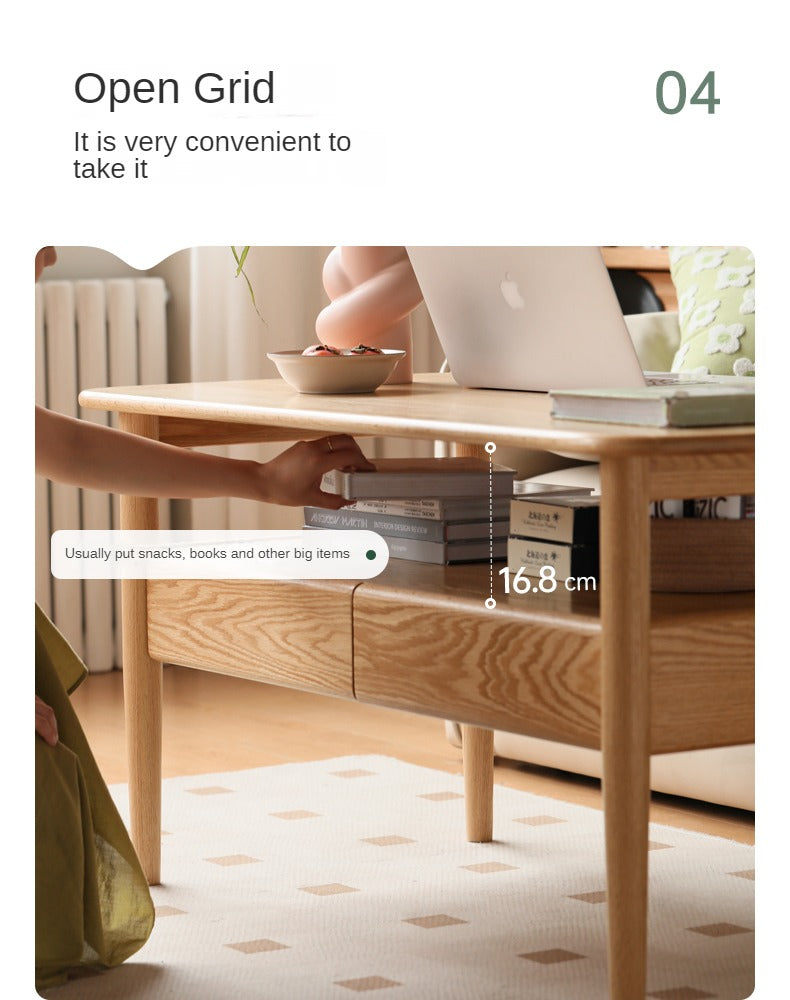 Oak Solid Wood High-leg Coffee Table