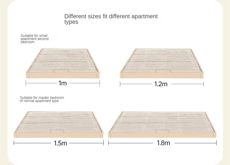 Birch solid wood platform bed, headboard-free bed floor bed cream style