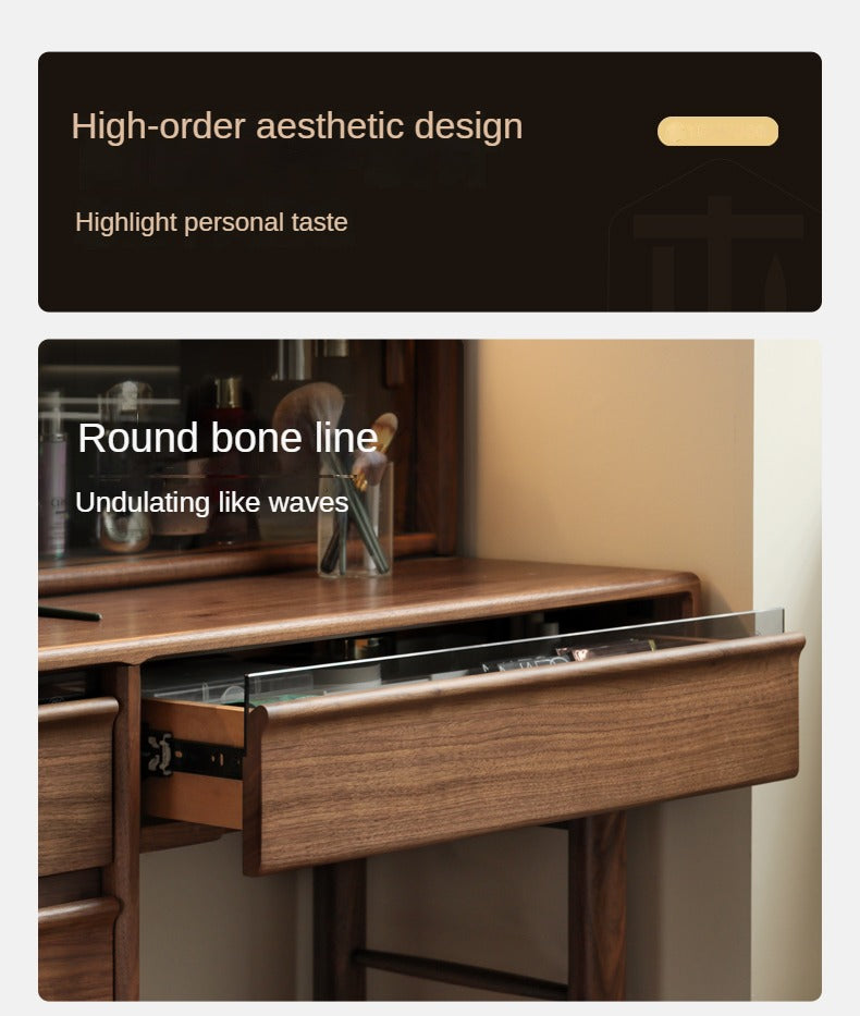 Black Walnut Solid Wood Light Luxury Vanity Table.