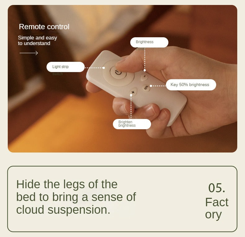 Cherry Solid Wood Leather Soft Suspended Bed