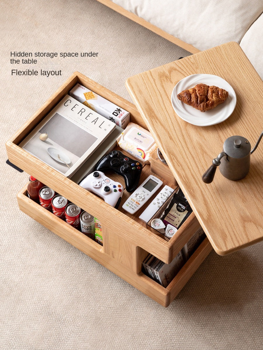 Oak, Cherry, Black Walnut, Ash Solid Wood Rotating Mobile Side Table