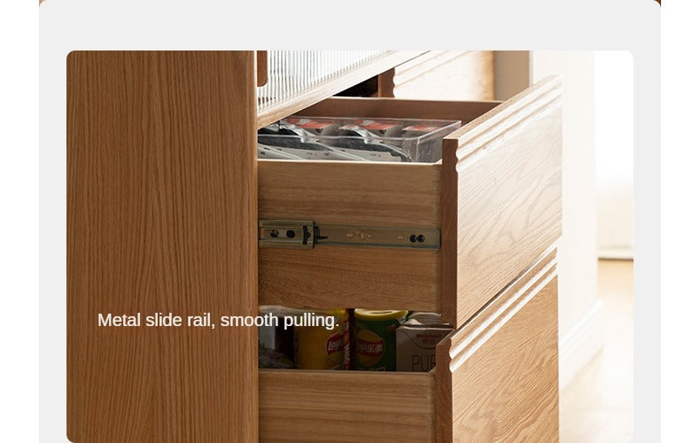 Oak Solid Wood Partition Multi functional Storage Cabinet