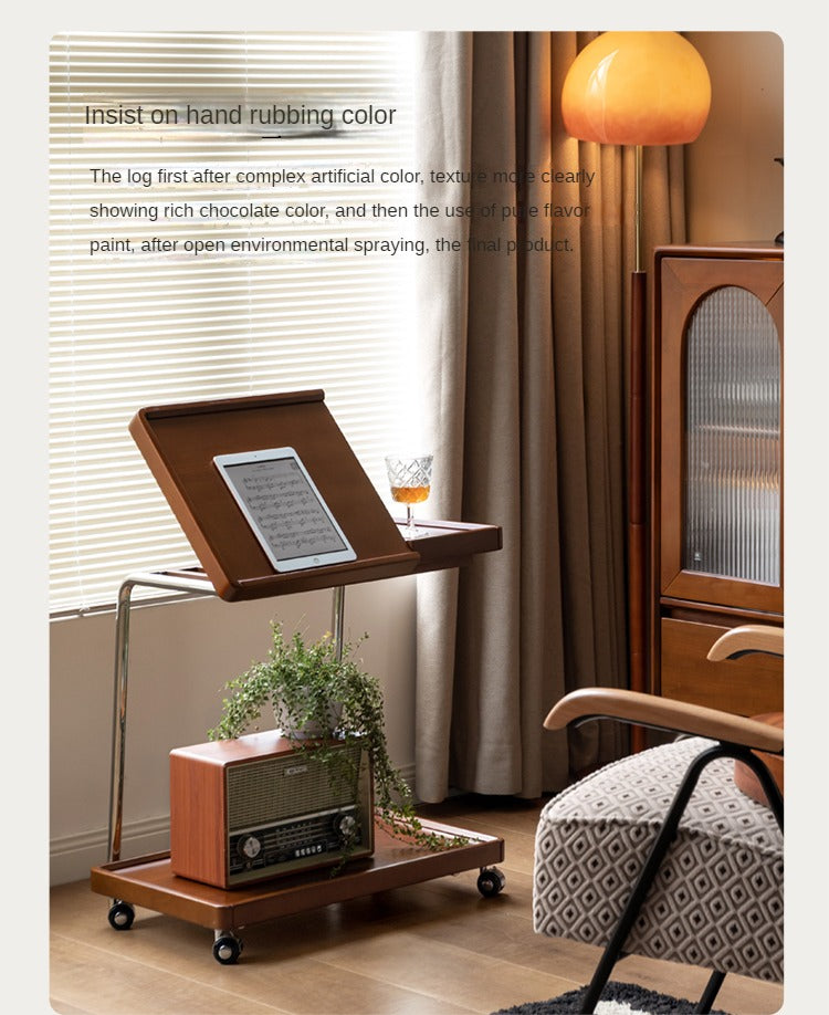 Poplar, Cherry, Black Walnut, Oak Solid Wood Mobile Side Table