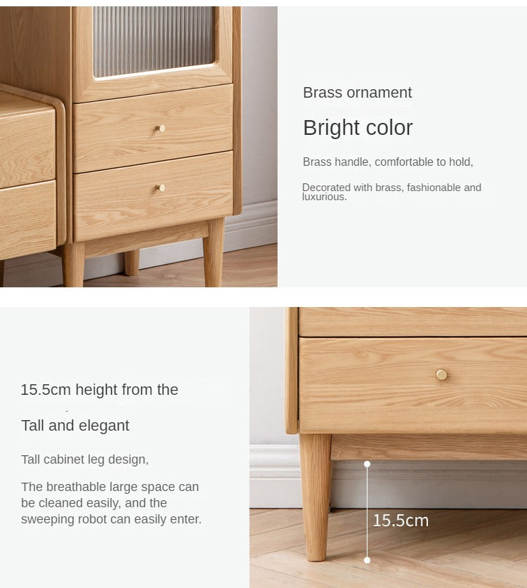 Ash Solid Wood Narrow Side Cabinet.