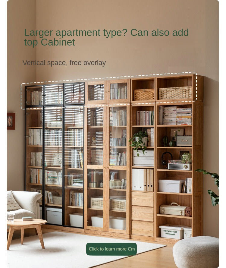 Oak, Solid Rubberwood Bookshelf, Bookcase