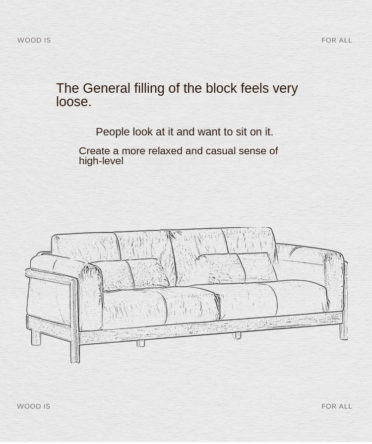 Black Walnut Solid Wood Leather Sofa Modern,