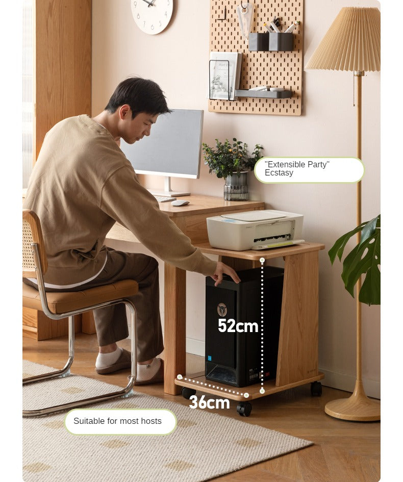 Oak Solid Wood Mobile Storage Rack