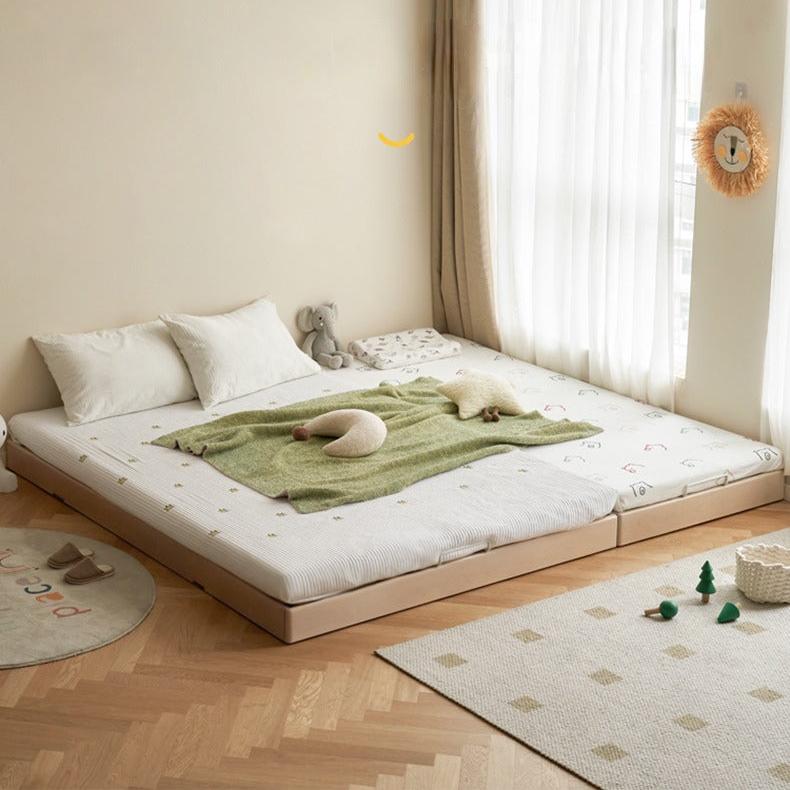 Rubberwood Solid Wood Mother-and-child platform bed, headboard-free bed