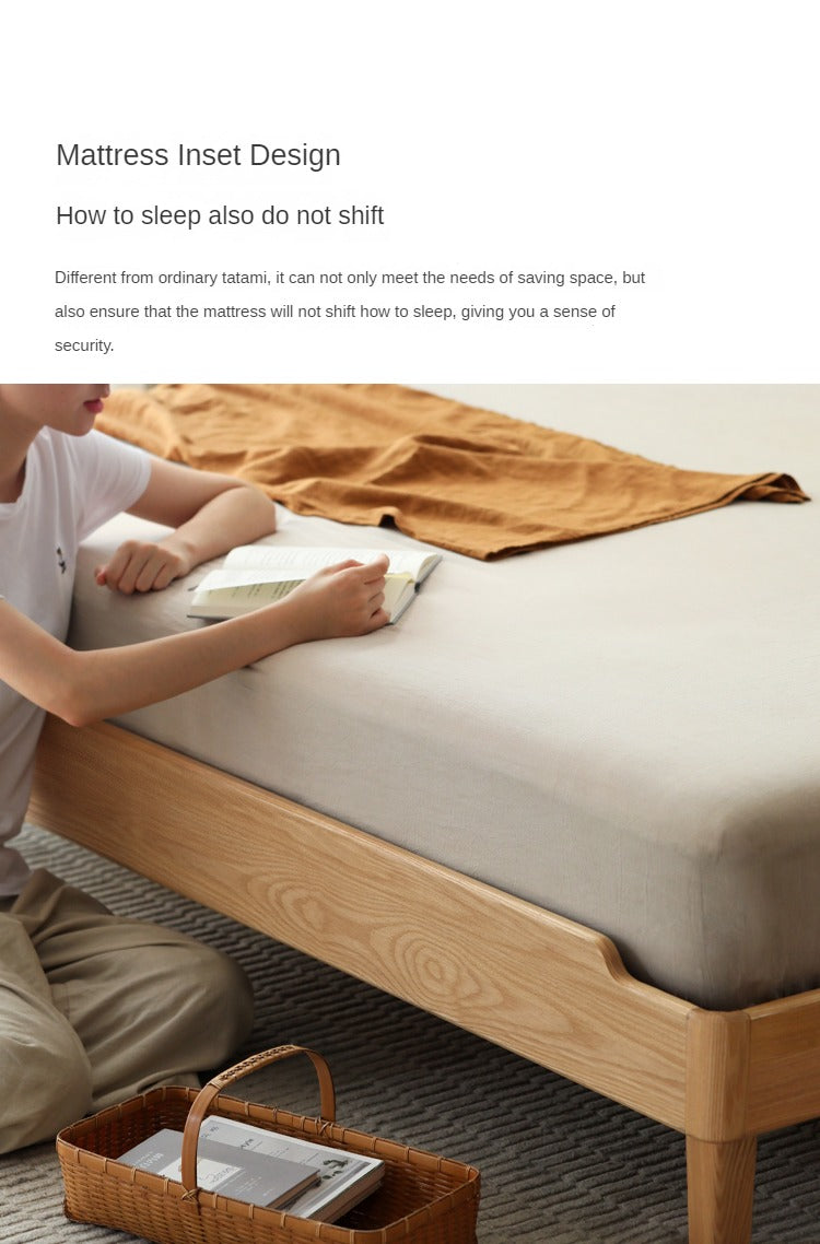 Ach, Oak solid wood platform bed, headboard-free bed