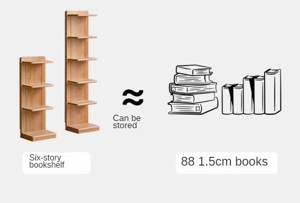 Oak solid wood modern multi-layer bookshelf.