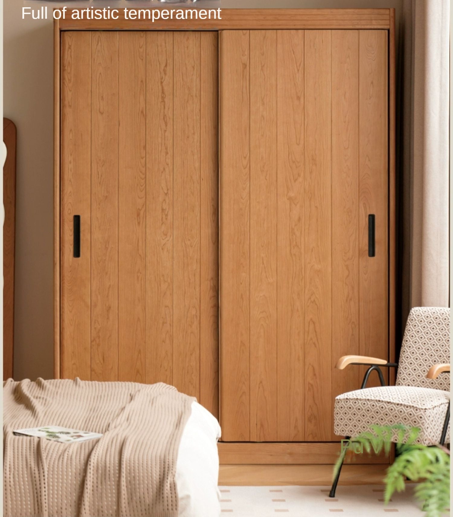 Cherry Wood Retro Wardrobe Sliding Door.