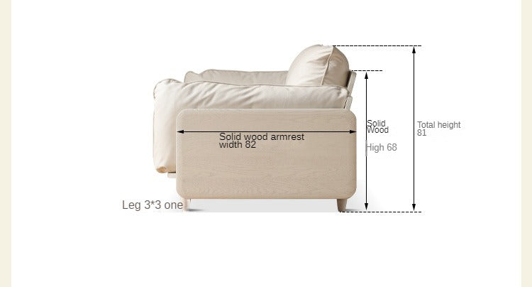 Oak Solid Wood Cream Style Sofa.
