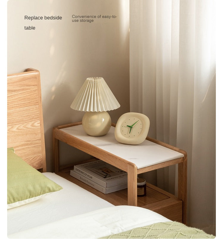 Solid Wood Rock Plate Side Table Movable