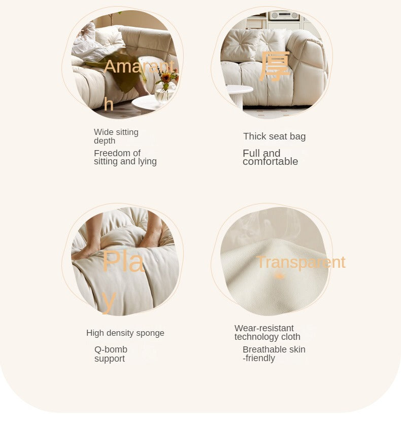 Genuine Leather,Technology Cloth Sofa Cream Wind)