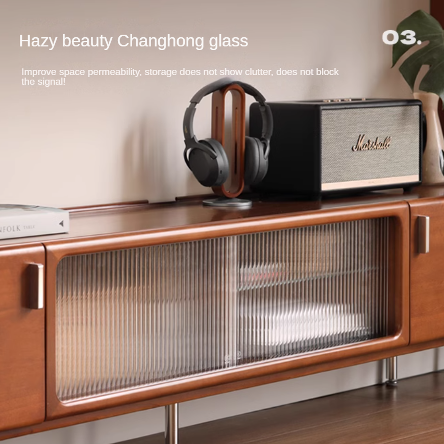 Poplar Solid Wood Retro High Locker TV Cabinet.