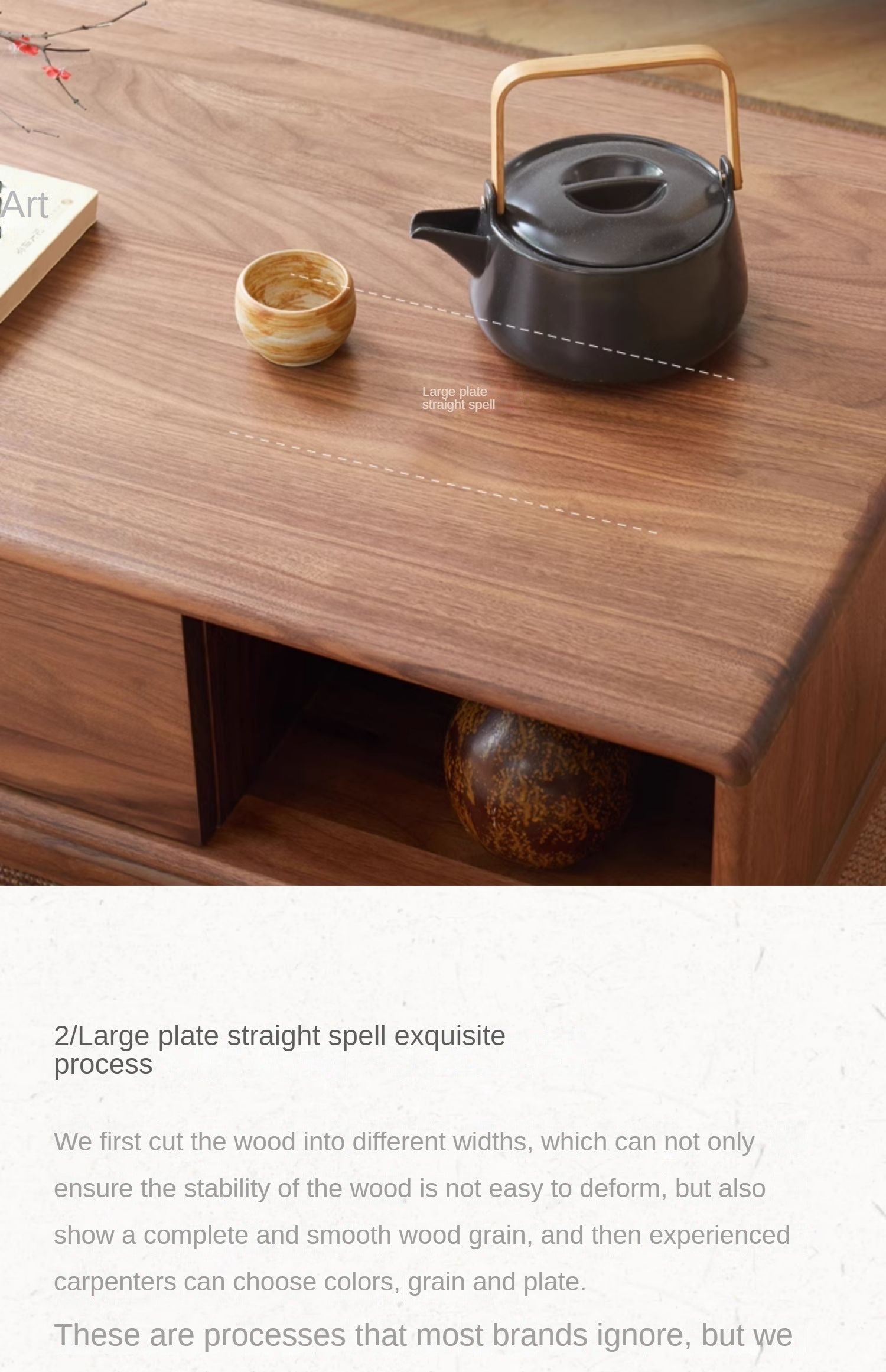 Black Walnut, Ash Solid Wood Modern Coffee Table