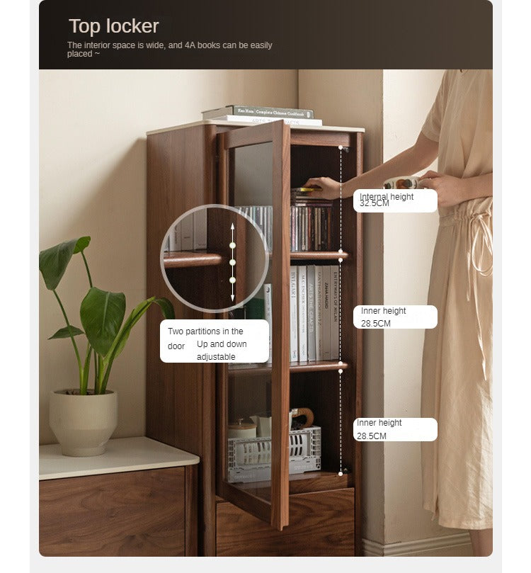 Black Walnut, Sandalwood Solid Wood Rock Slab Side Cabinet