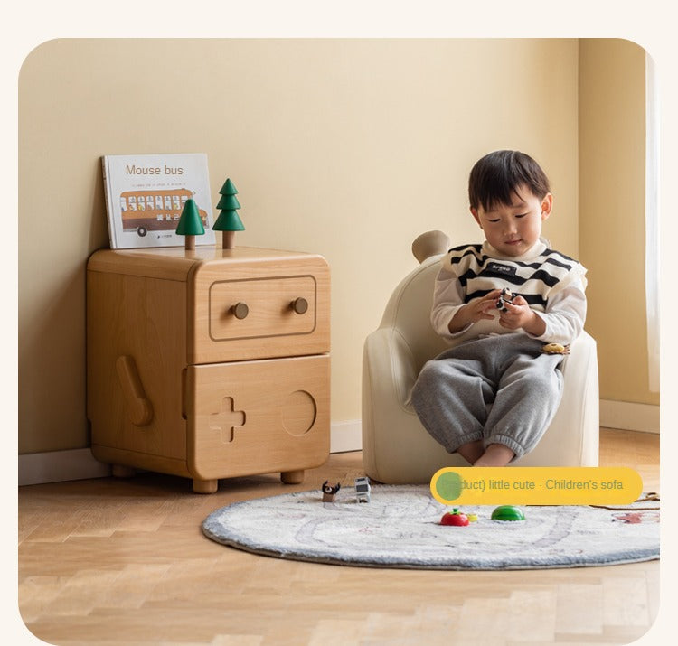 Oak Solid Wood Children's Cartoon Robot Nightstand