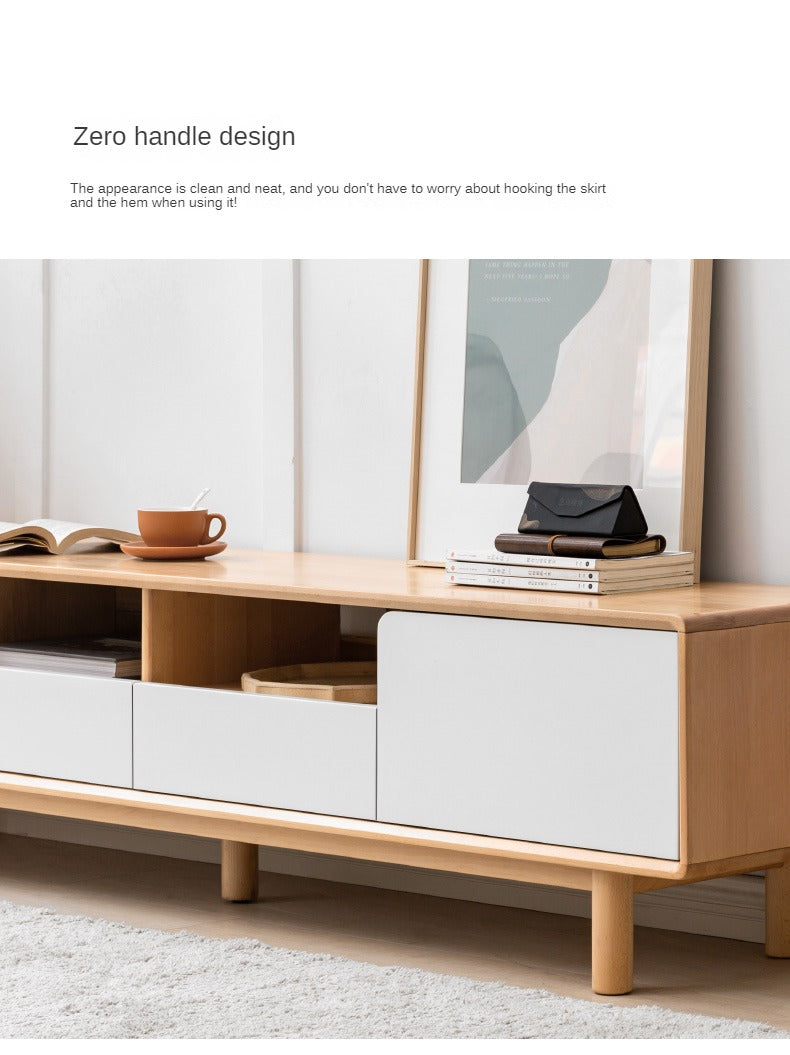 Oak Solid Wood TV Cabinet with Storage.