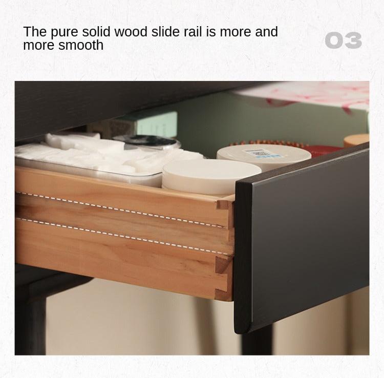 Oak Solid Wood Black Makeup Table Mirror LED Touch.