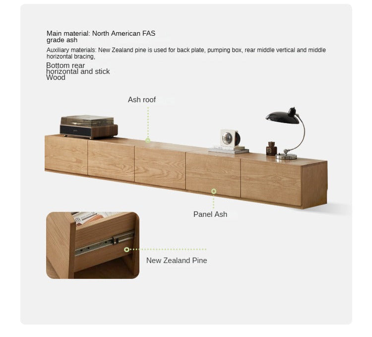 Ash Solid Wood TV Cabinet Modern Simple Floor Cabinet.