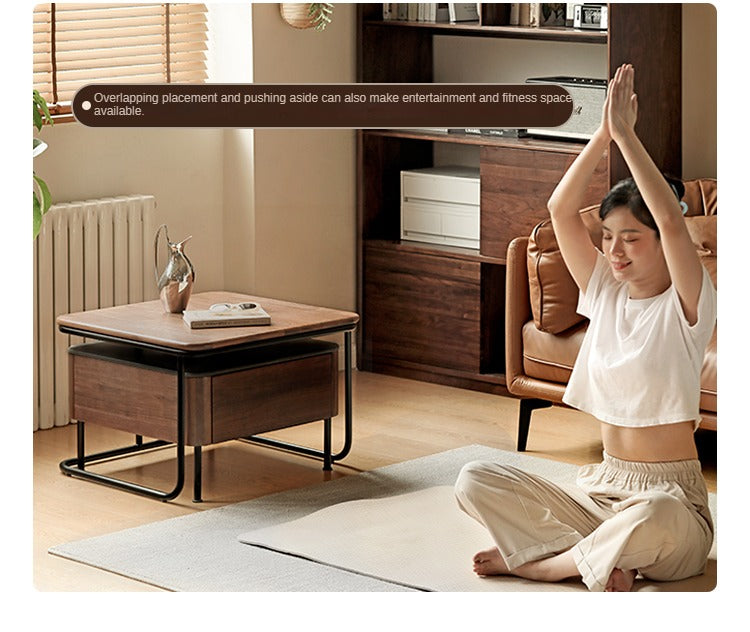 Sandalwood, Oak, Black Walnut Solid Wood Slate Top Coffee Table