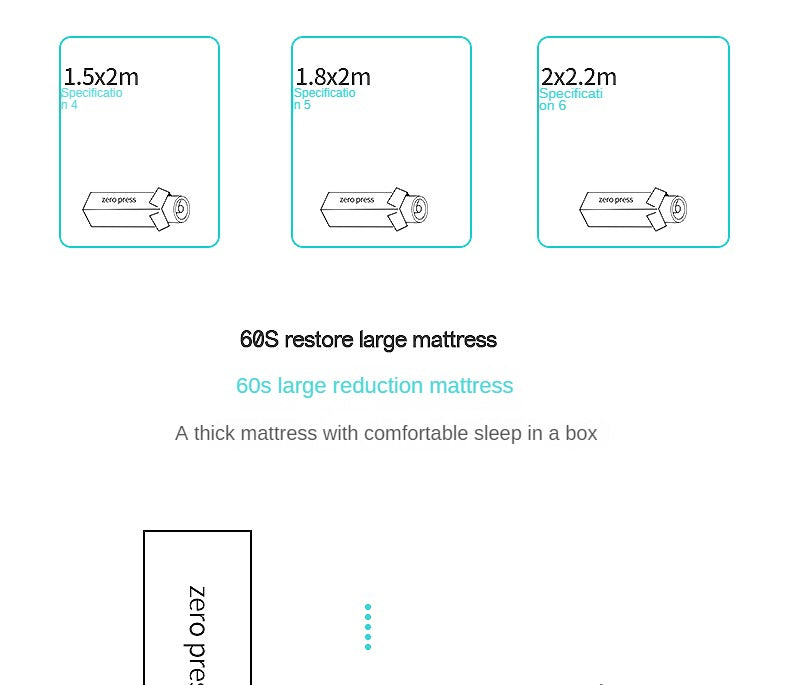 Zero press Double-Sided Mattress with Memory Foam and Pocket Springs 25cm,30cm