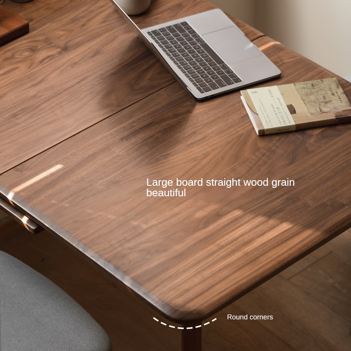 Black Walnut, Ash Solid Wood Telescopic Retractable Dining Table