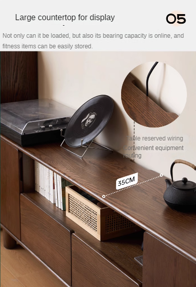 Oak Solid Wood Storage Floor TV Cabinet.