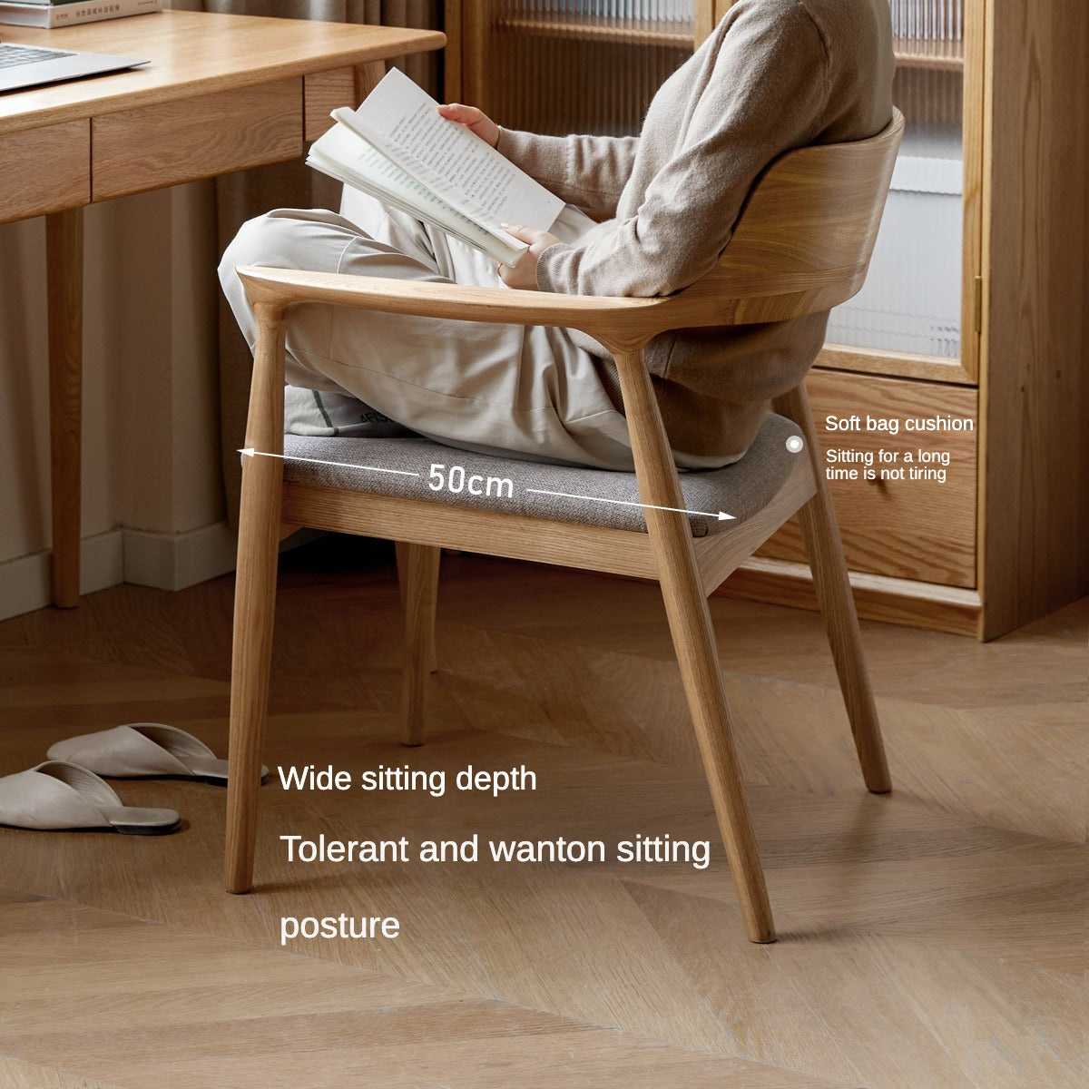 Ash Solid Wood Elegant Armchair