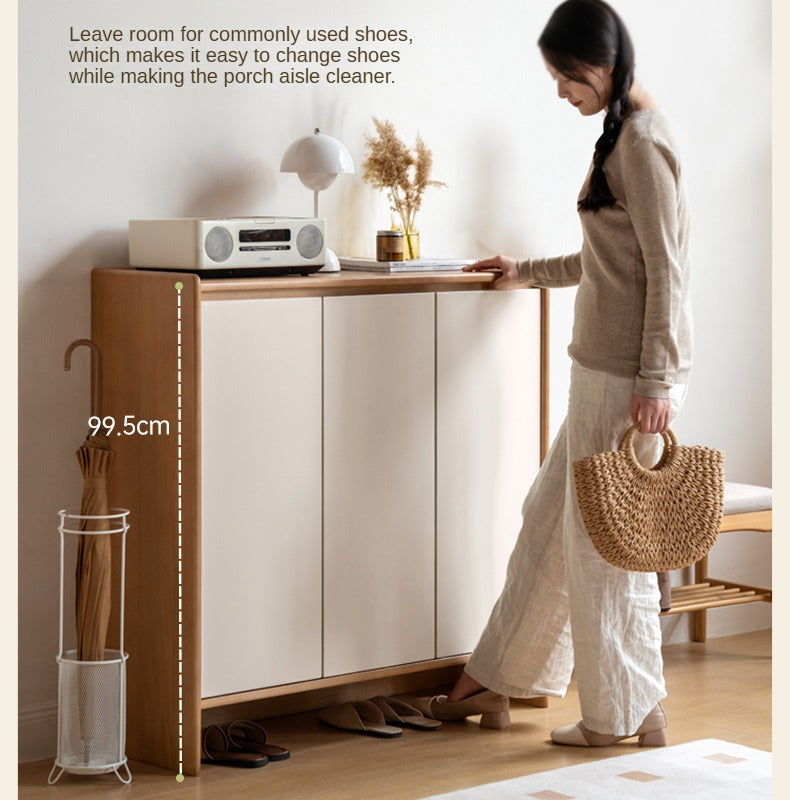 Poplar, Rubber Solid Wood Shoe Cabinet.