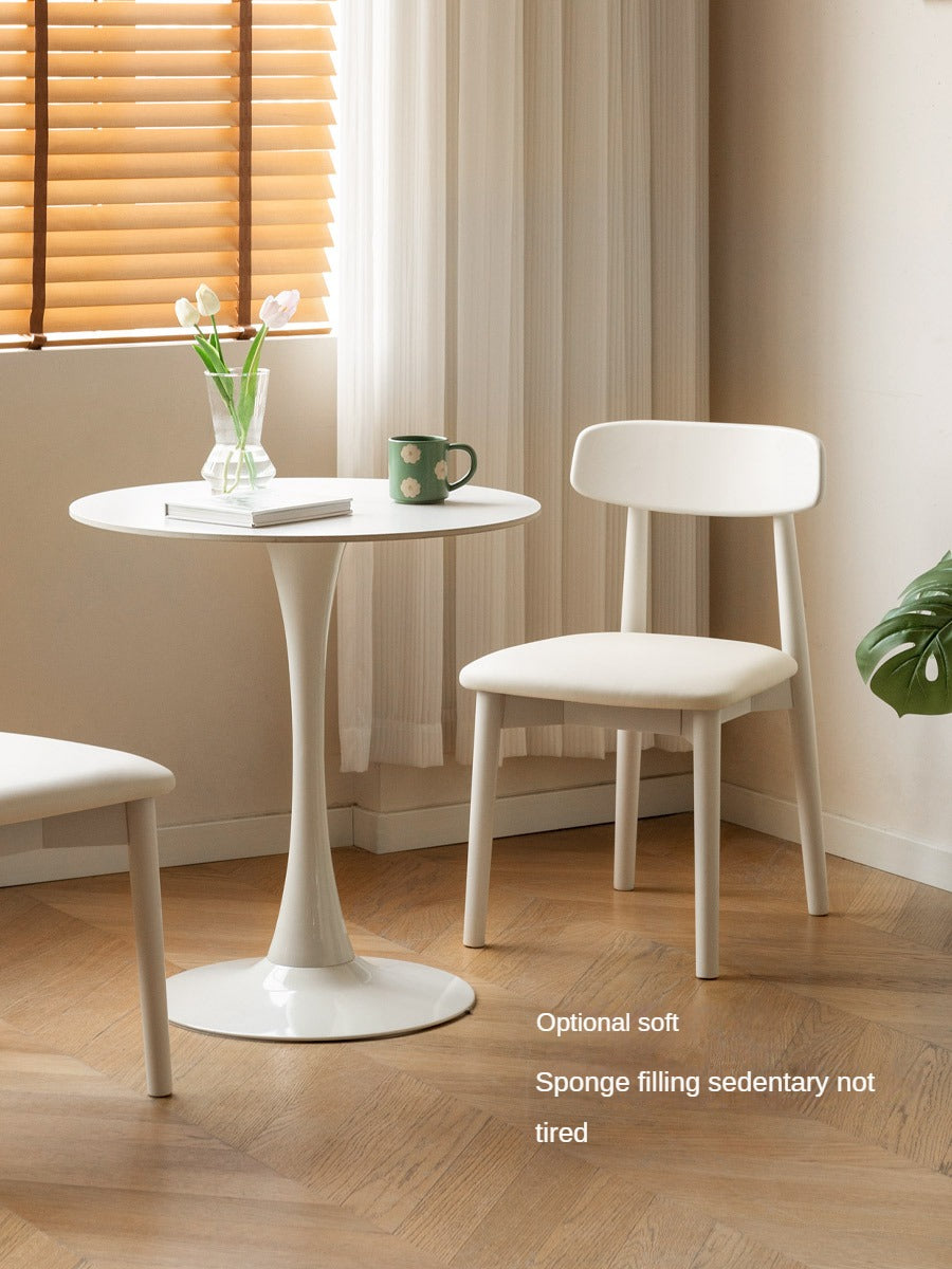 4 pcs Solid RubberWood, Birch Solid Wood Dining Chair Cream Style