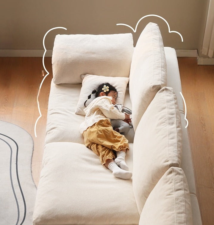 Fabric White Cream Style Down Sofa.