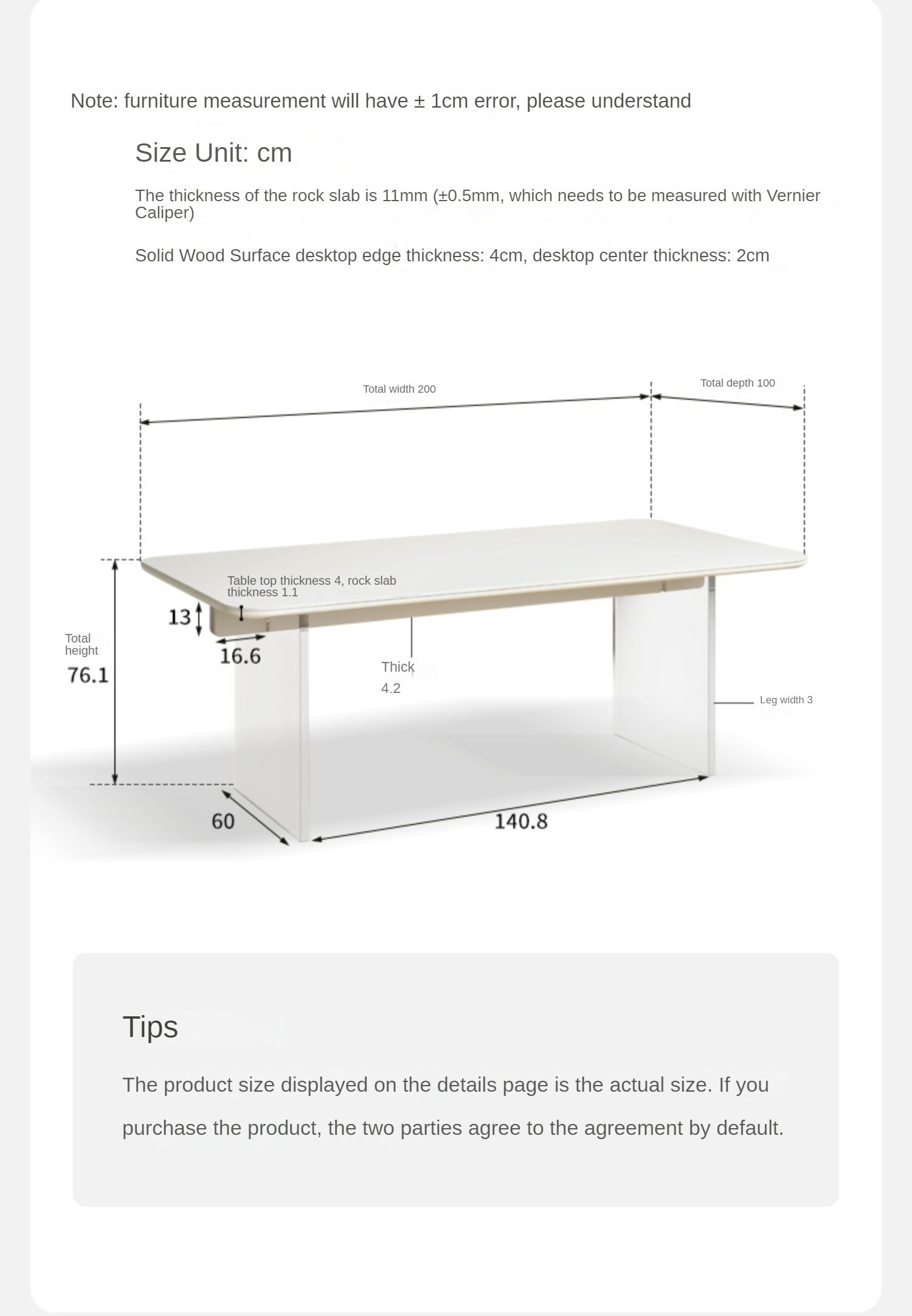 Solid Rubberwood Suspended Dining Table With Slate Top