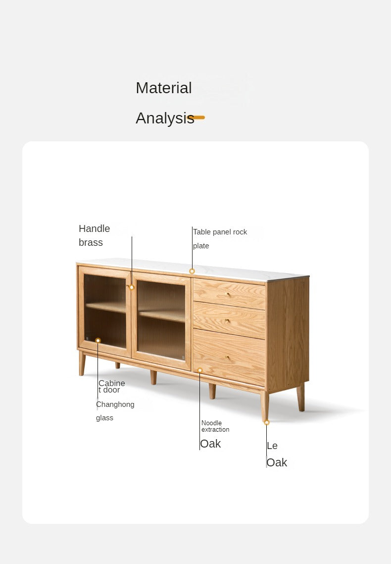 Oak Solid Wood Rock Board Modern Dining Sideboard