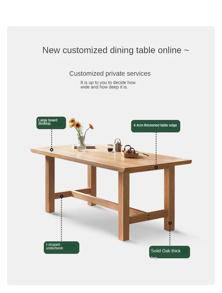 Oak, Ash, Poplar, Cherry Solid Wood Rustic Style Dining Table