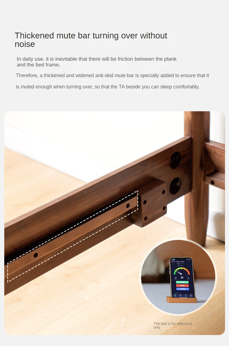 Black Walnut, Poplar Solid Wood Bed in Modern Casual Scandinavian Style