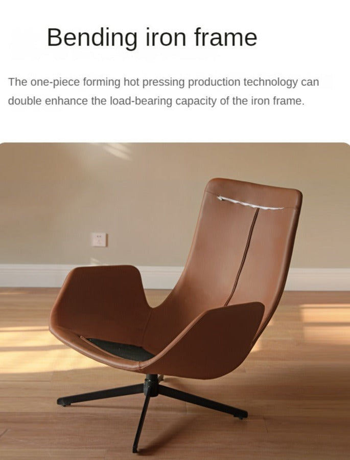 Organic Leather Swivel Sofa Chair Italian Light Luxury.