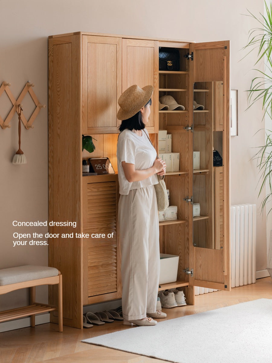 Oak, Ash Solid Wood Storage Locker Shoe Entrance Cabinet