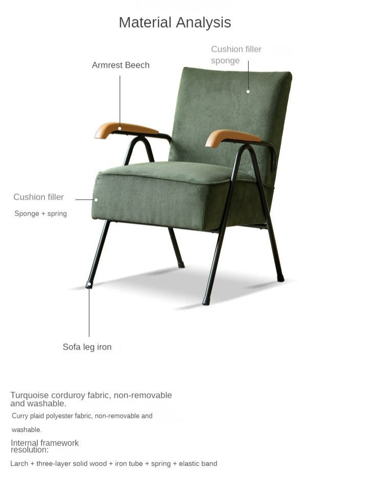 Fabric Sofa Chair Retro Leisure Armchair.