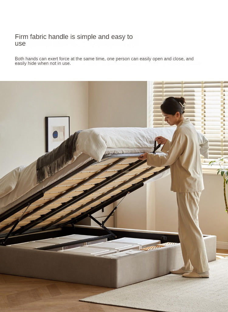 Technology cloth box platform bed, headboard-free bed