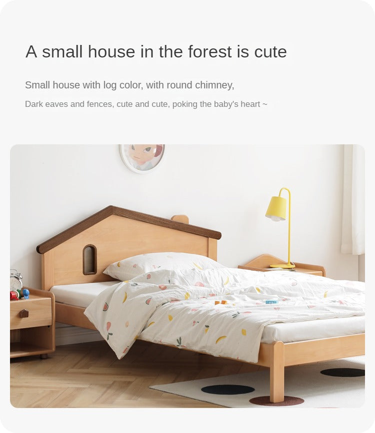 Beech, Poplar, Little House Kids Bed with 15min Delay Turning Off the Lights<