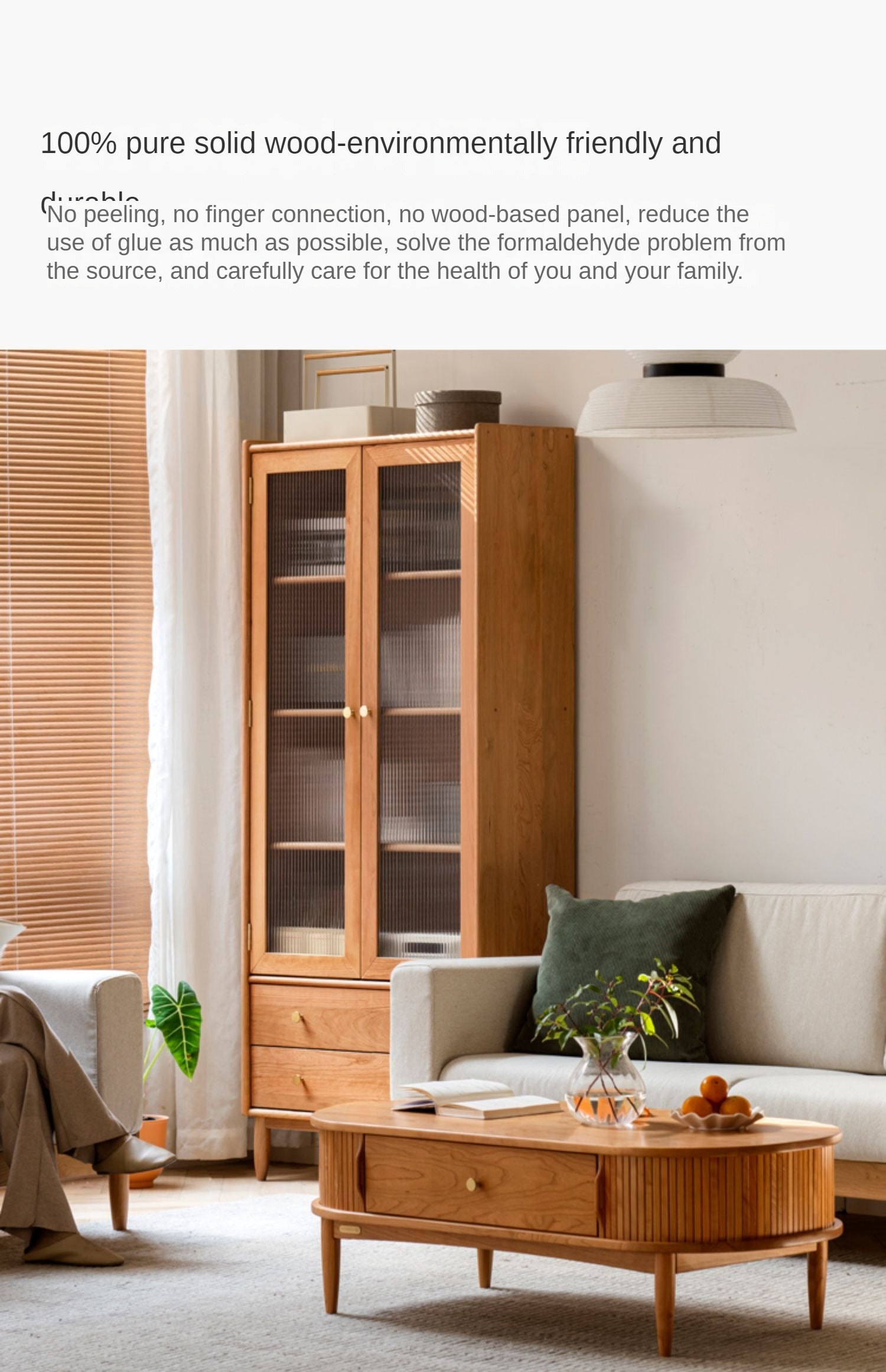 Cherry Solid Wood Bookcase Nordic Modern Cabinet Office Bookshelf