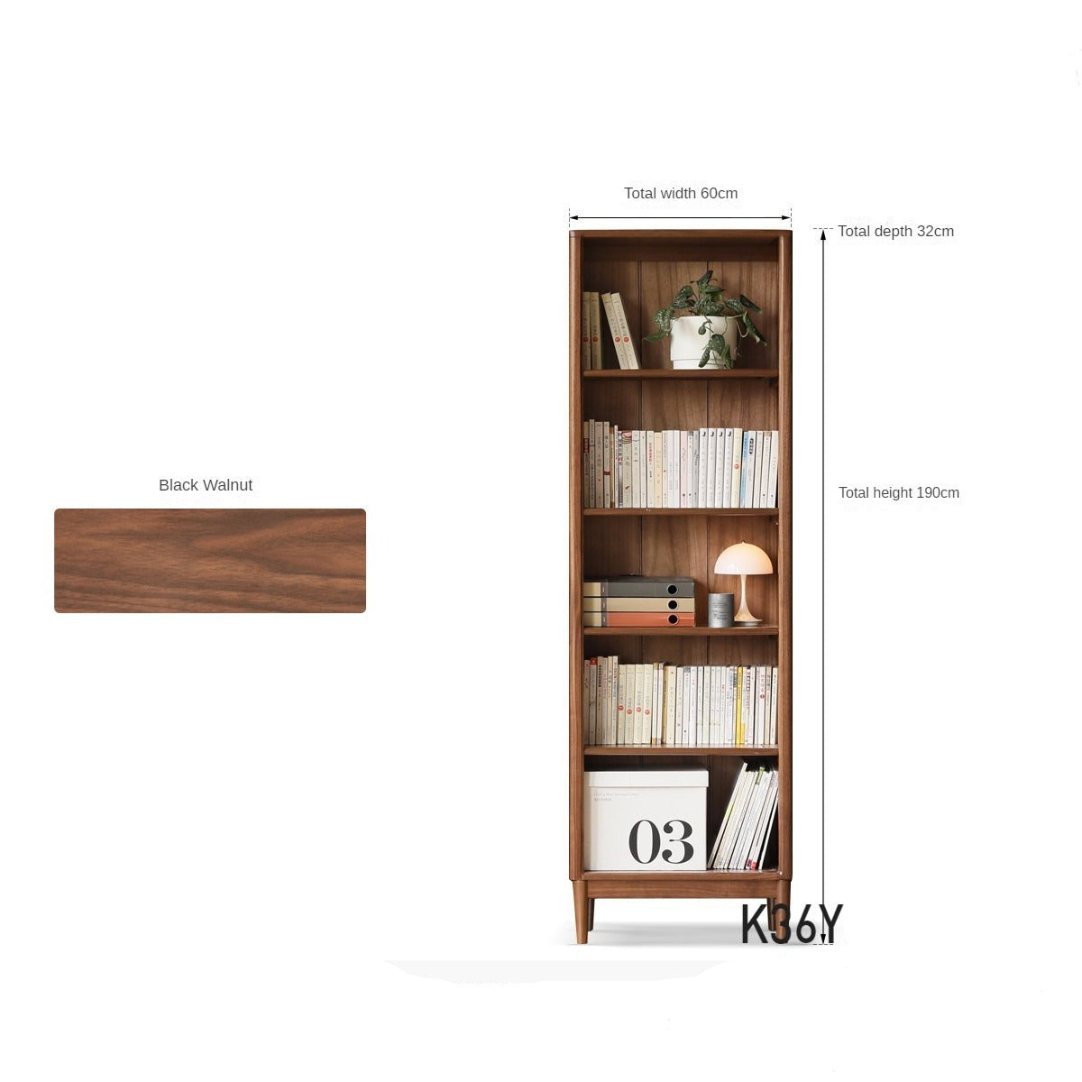 Black Walnut, Oak, Ash Solid Wood Bookcase Whole Wall Free Combination Bookshelf