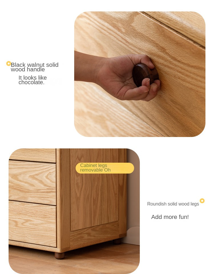 Beech Solid Wood Nordic Modern Kids Dresser, Chests, Storage Cabinet
