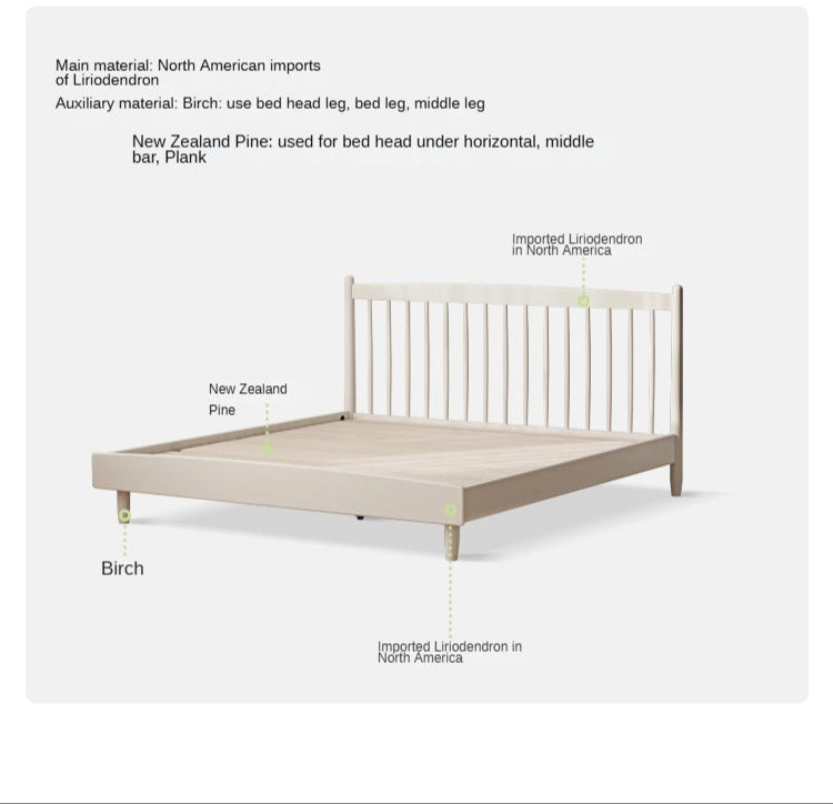 Poplar Solid Wood Cream Style Bed.