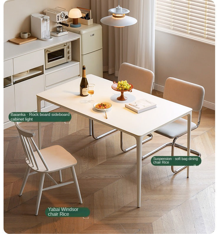 Rock Slab Iron-Cream Dining Table